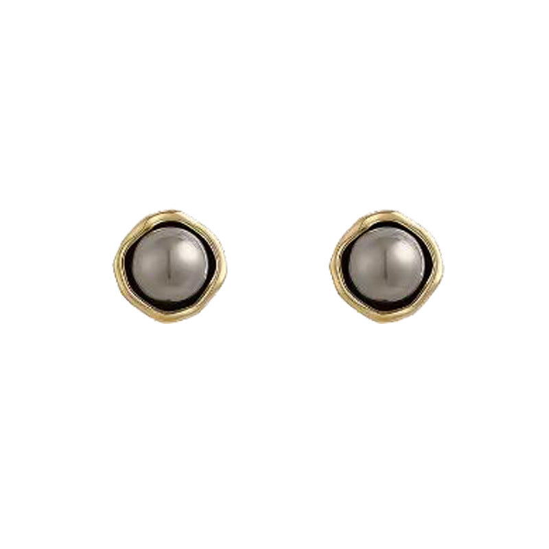Elegant Gray Pearl Stud Earrings For Women