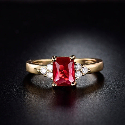 Gold Plated-plated Simulated Zircon Female Ring