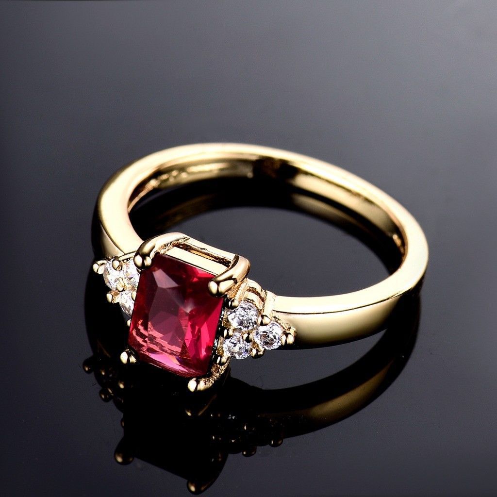 Gold Plated-plated Simulated Zircon Female Ring