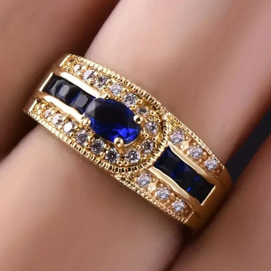 Personality Sapphire Full Diamond Ring