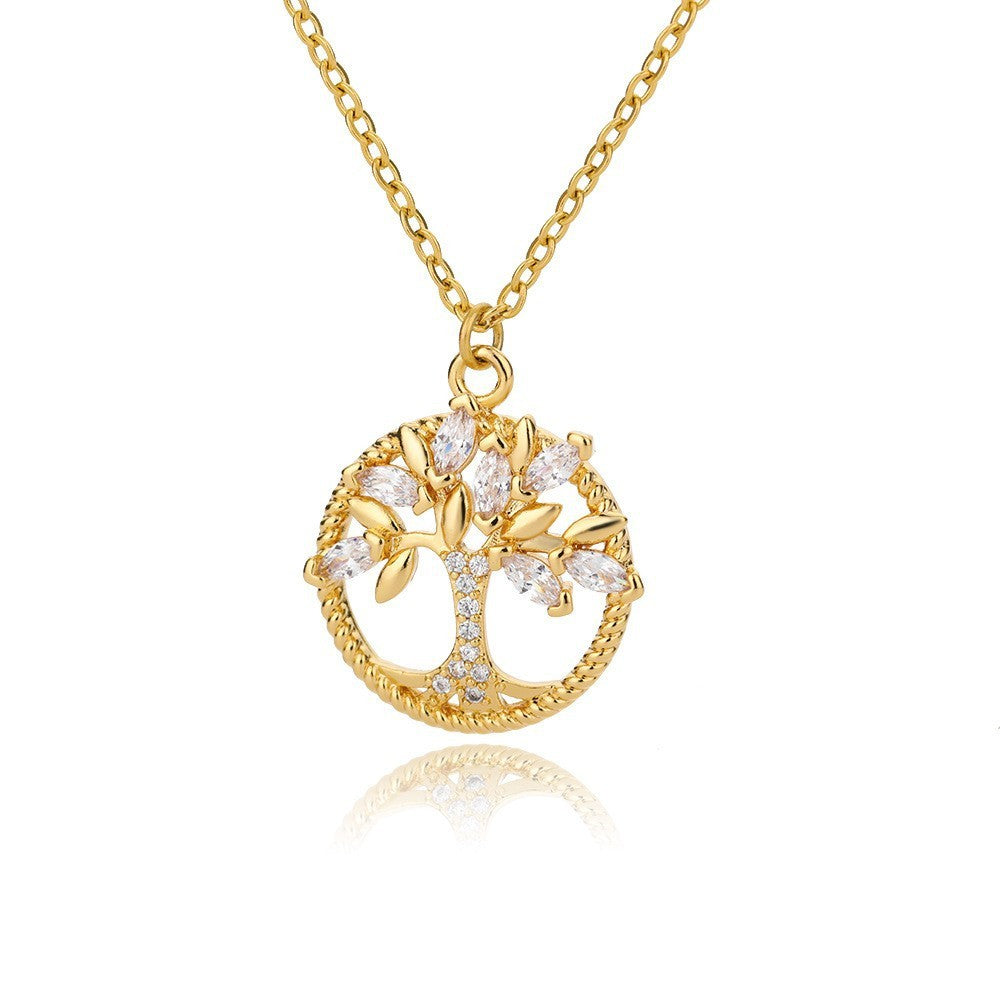 Hollow Tree Of Life Necklace Jewelry Pendant Female 18K