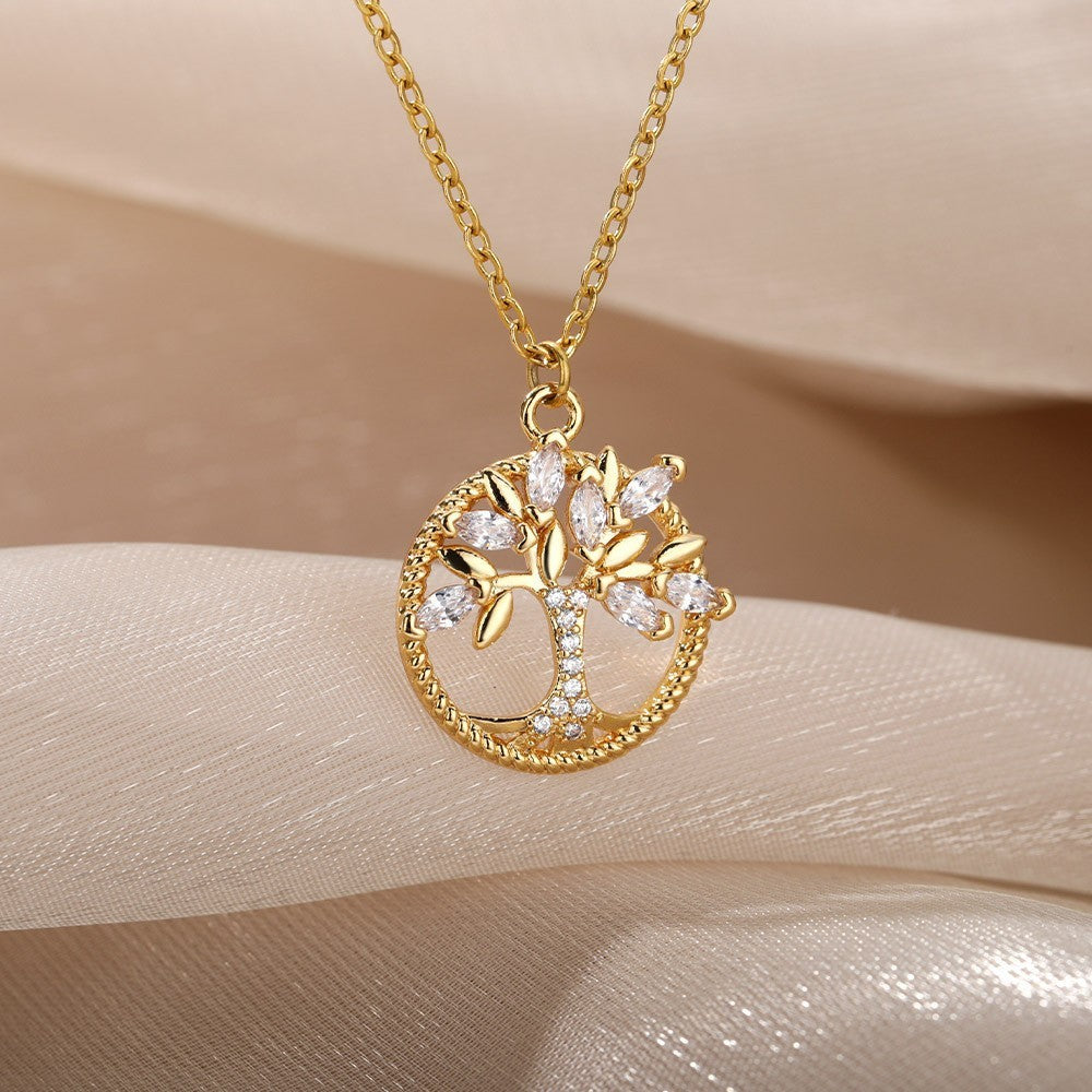 Hollow Tree Of Life Necklace Jewelry Pendant Female 18K